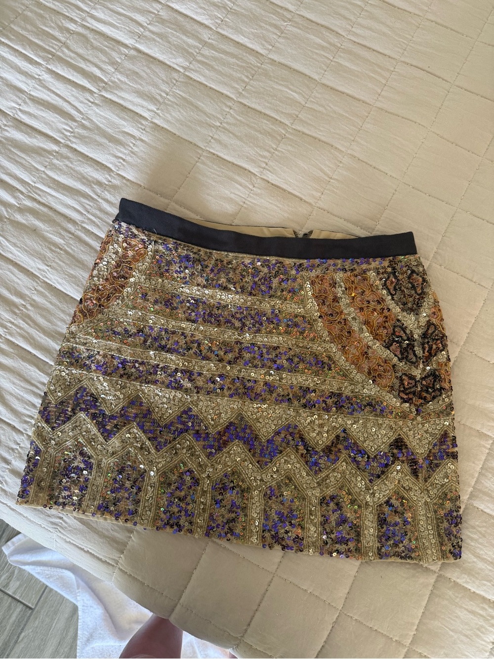 Club Monaco Gold and Purple Embellished Mini Skirt